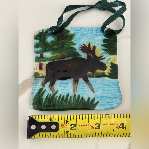 Moose Ornament with Ribbon Suncatcher 4” by 4” - Picture 3 of 4